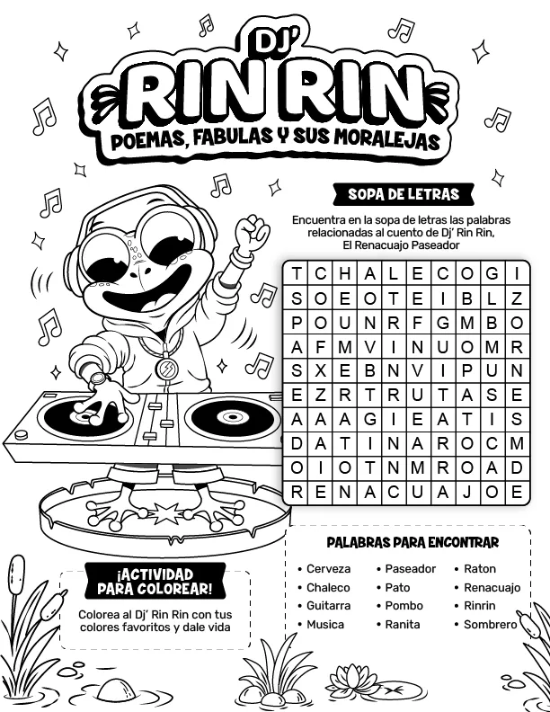 Sopa de letras de Rin Rin Renacuajo