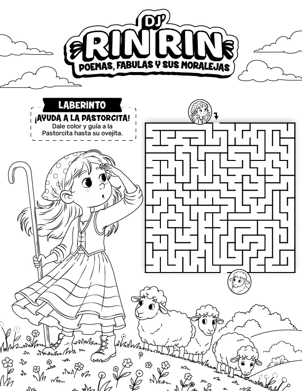 Laberinto para colorear de la Pastorcita