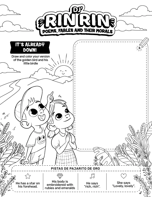 Draw and color the golden bird